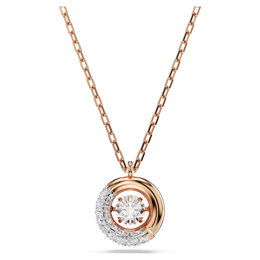 Dextera pendant, Round cut, White, Rose gold-tone