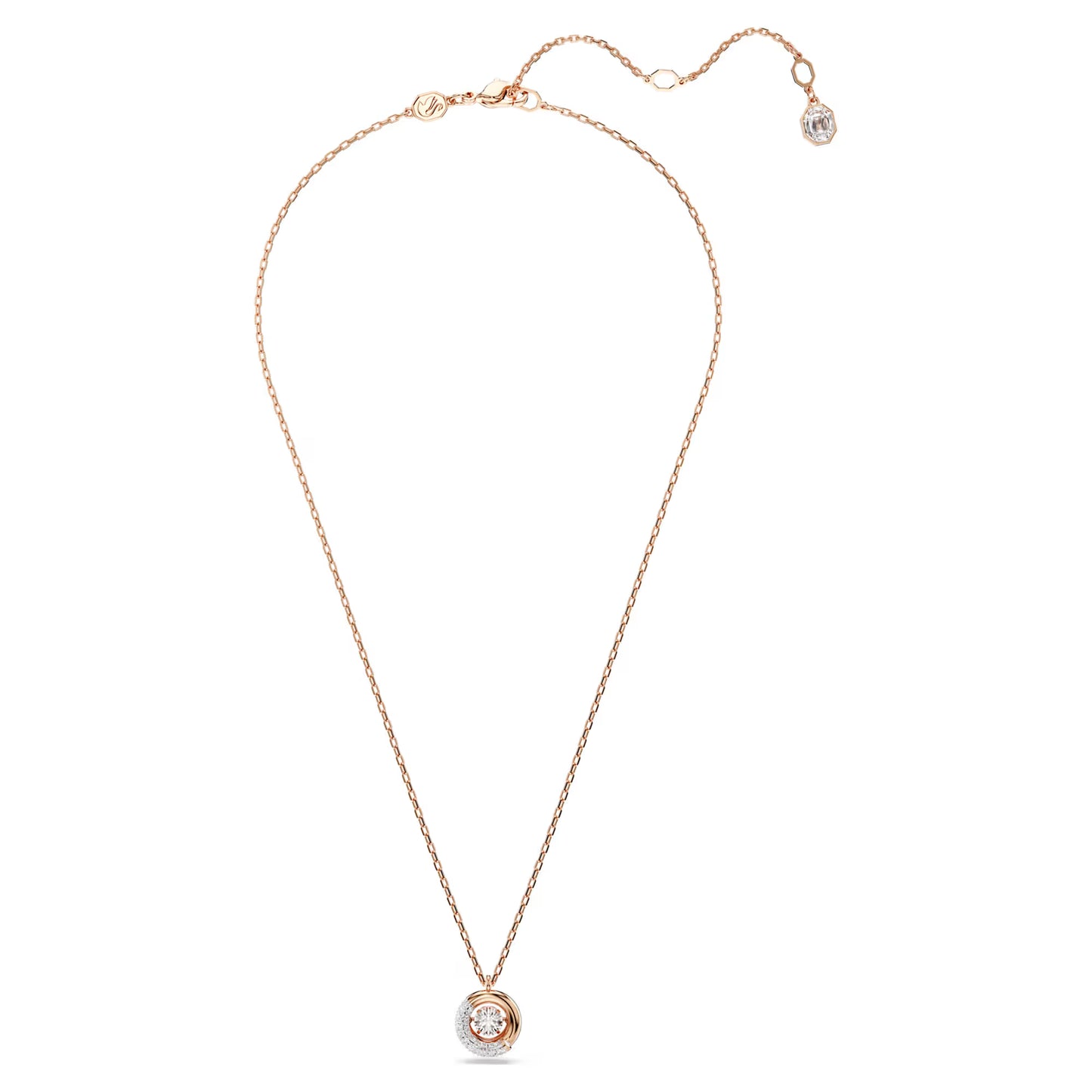 Dextera pendant, Round cut, White, Rose gold-tone