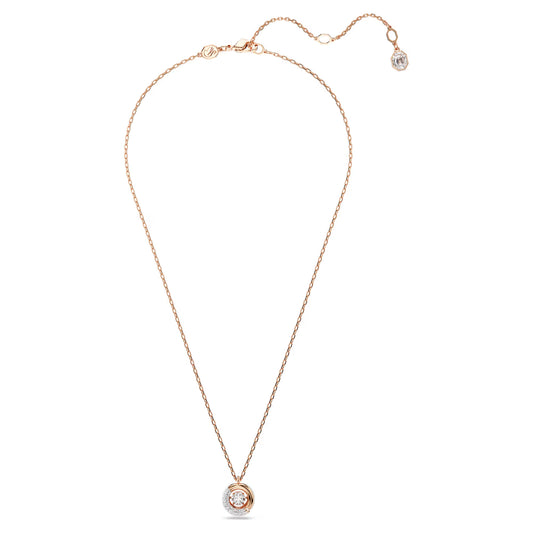 Dextera pendant, Round cut, White, Rose gold-tone