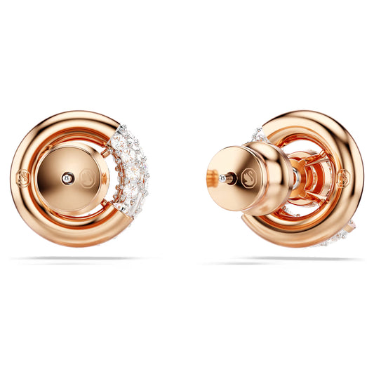 Dextera stud earrings, Round cut, White, Rose gold