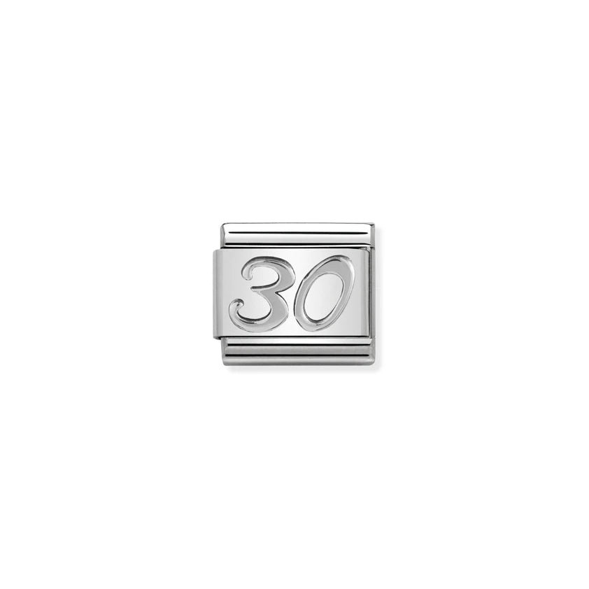 Classic Silvershine Number '30' Charm