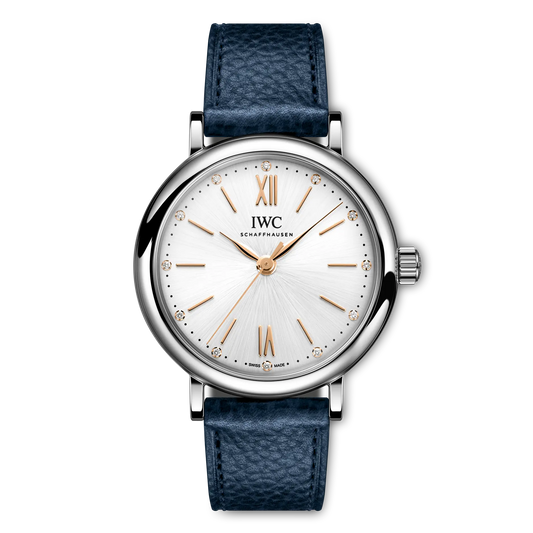 Portofino 34mm Leather Strap Watch