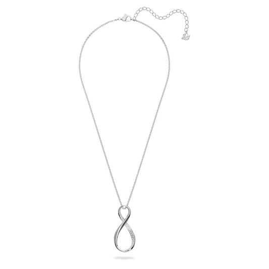 Exist pendant, Infinity, White, Rhodium plated