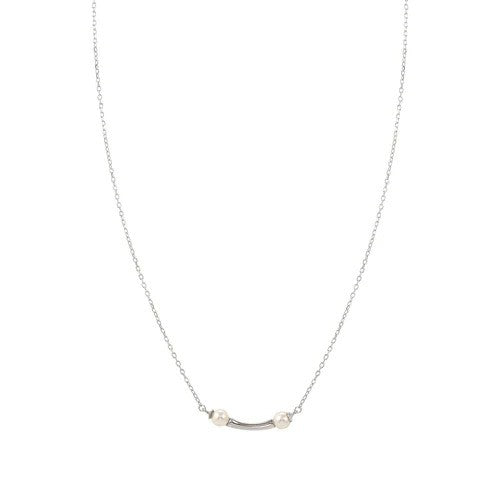 Fashion Era Silver Pearl Bar Necklace