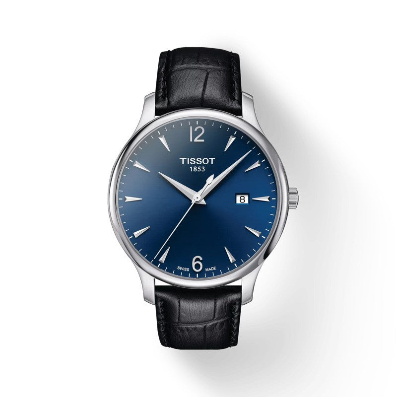 T-Classic 42mm Men's Leather Strap Watch