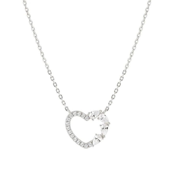 Shine Me Up Silver CZ Heart Necklace