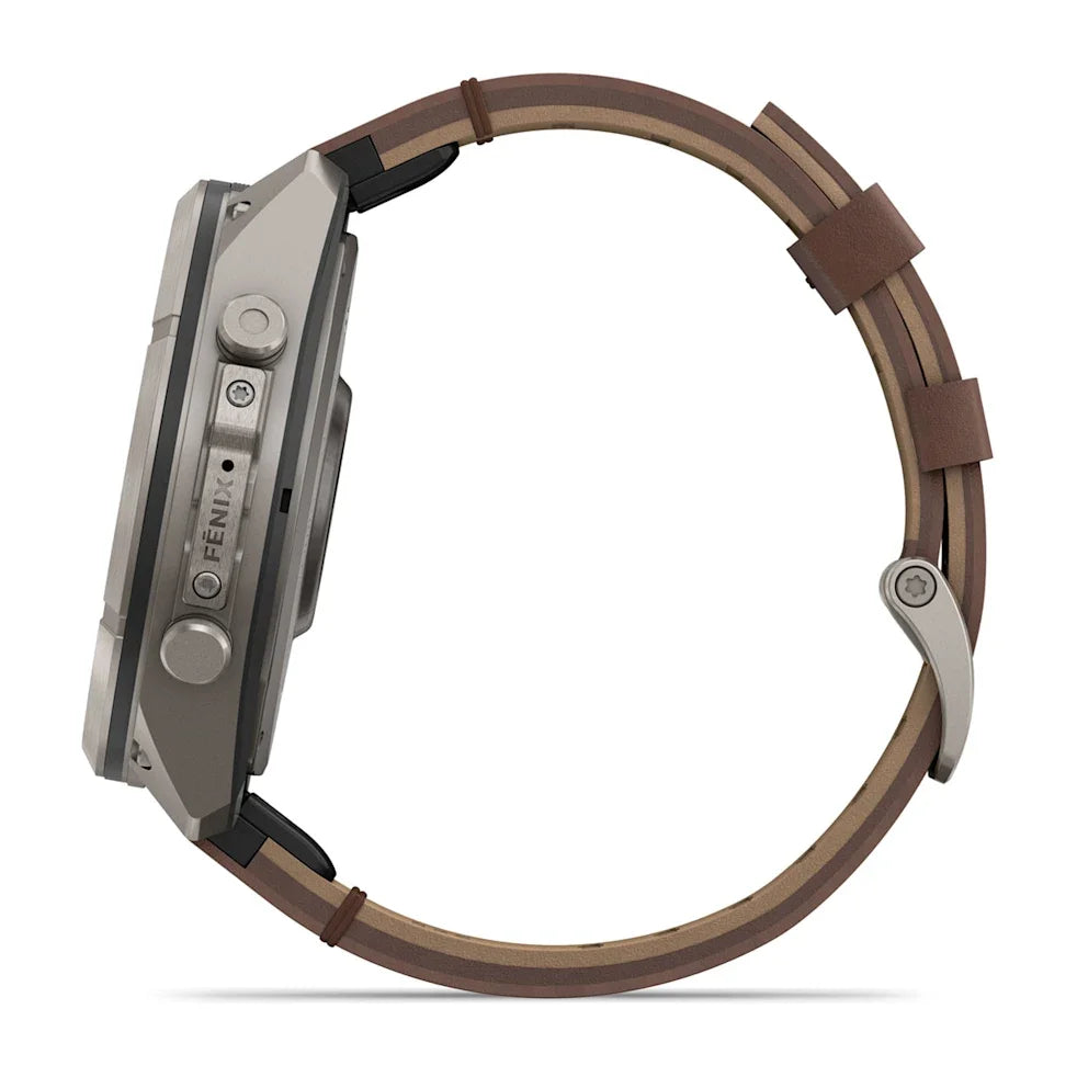Garmin Fenix 9 Pro 51mm AMOLED inReach Titanium with Walnut Leather Band