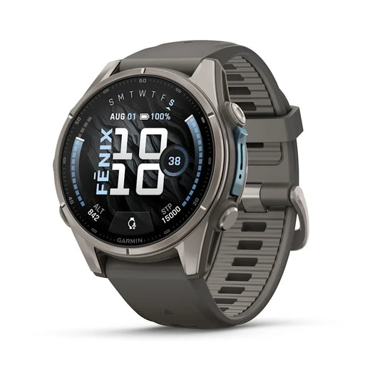 Garmin Fenix 9 47mm AMOLED Titanium with Pebble Grey Silicone Band