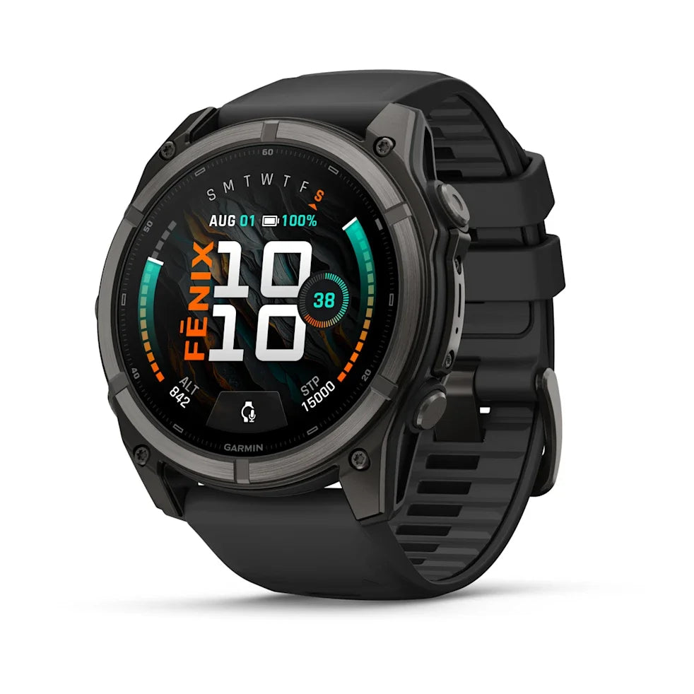 Garmin Fenix 9 51mm AMOLED Carbon Grey DLC Titanium with Black Silicone Band