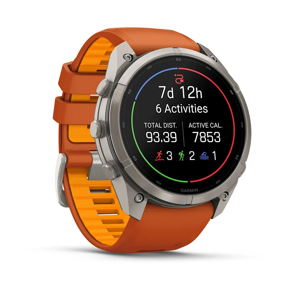 Garmin Fenix 9 Pro 51mm AMOLED inReach Titanium with Autumn Orange/Spark Orange Silicone Band