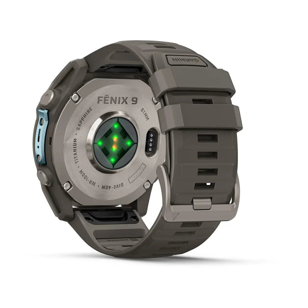 Garmin Fenix 9 51mm AMOLED Titanium with Pebble Grey Silicone Band
