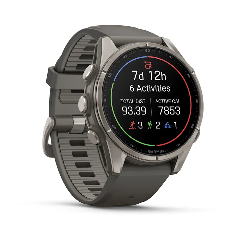 Garmin Fenix 9 47mm AMOLED Titanium with Pebble Grey Silicone Band