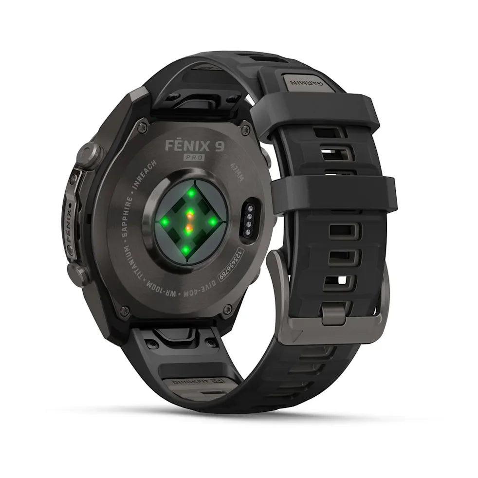 Garmin Fenix 9 47mm Pro AMOLED inReach Carbon Gray DLC Titanium with Black/Pebble Grey Silicone Band