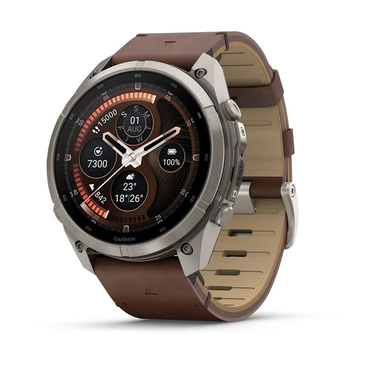 Garmin Fenix 9 Pro 51mm AMOLED inReach Titanium with Walnut Leather Band