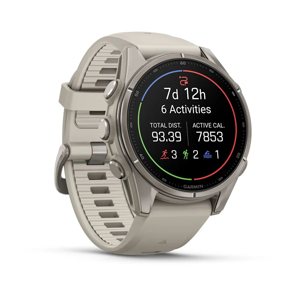 Garmin Fenix 9 43mm AMOLED Titanium with Fog Grey Silicone Band