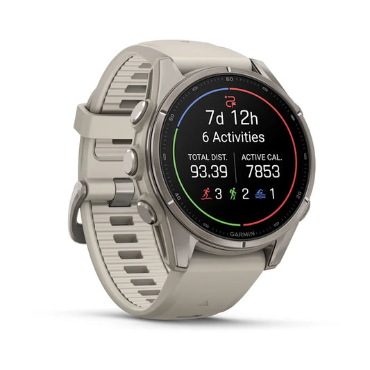 Garmin Fenix 9 43mm AMOLED Titanium with Fog Grey Silicone Band