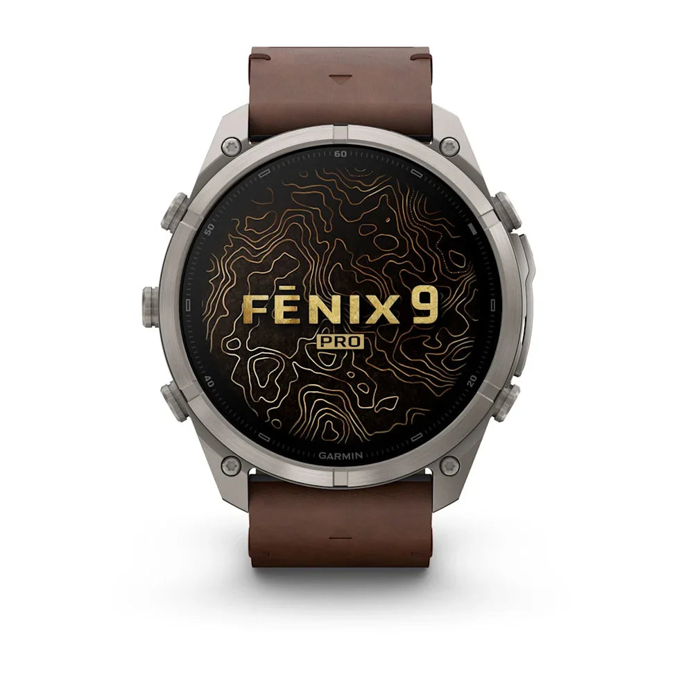 Garmin Fenix 9 Pro 51mm AMOLED inReach Titanium with Walnut Leather Band