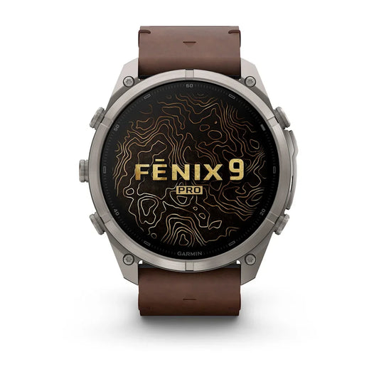 Garmin Fenix 9 Pro 51mm AMOLED inReach Titanium with Walnut Leather Band