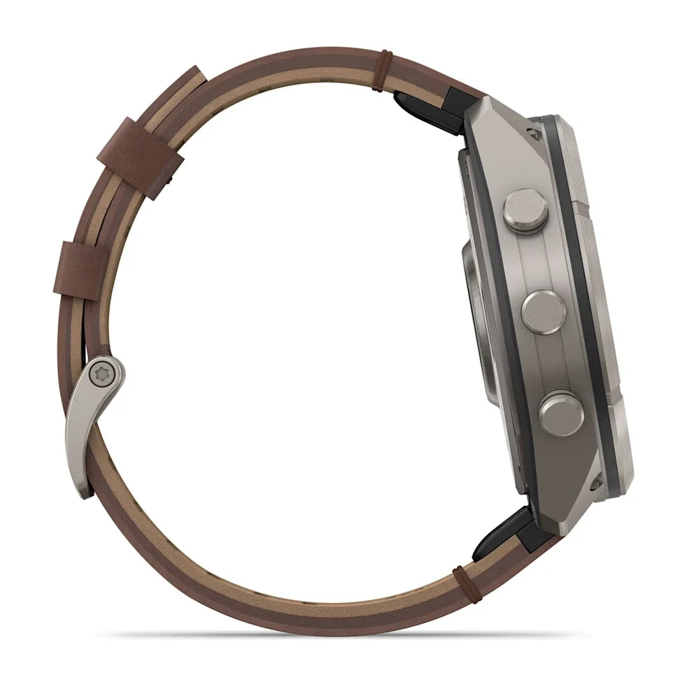 Garmin Fenix 9 Pro 51mm AMOLED inReach Titanium with Walnut Leather Band