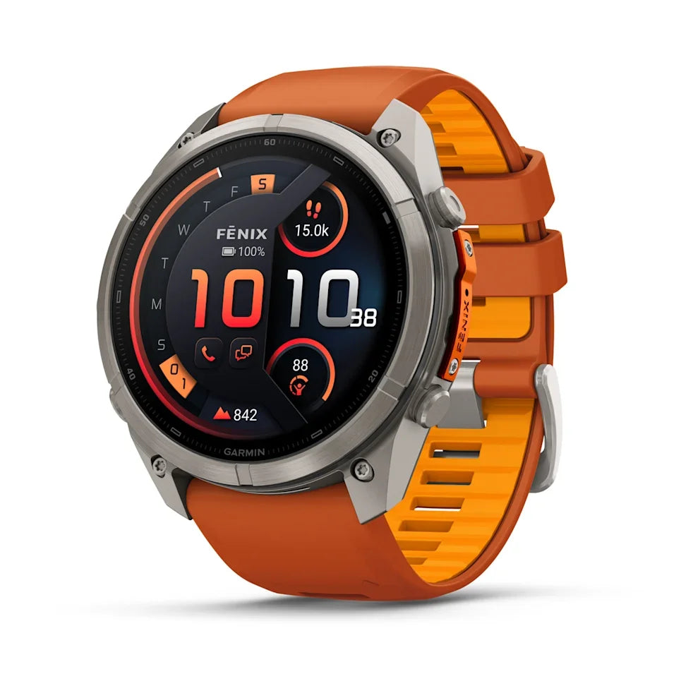 Garmin Fenix 9 Pro 51mm AMOLED inReach Titanium with Autumn Orange/Spark Orange Silicone Band