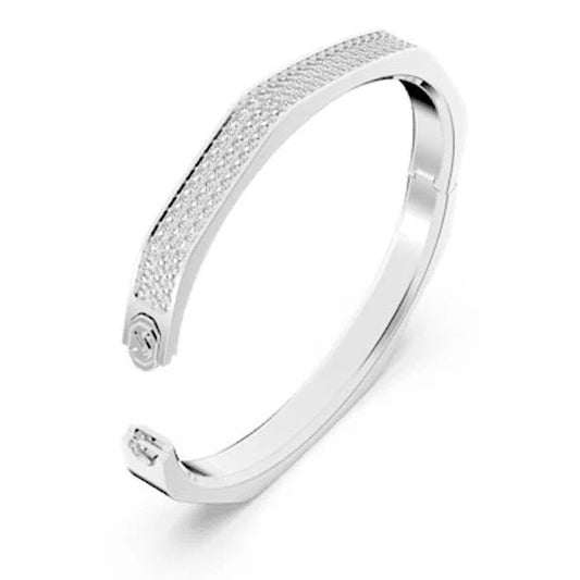 Dextera bangle, Octagon shape, White, Rhodium plated