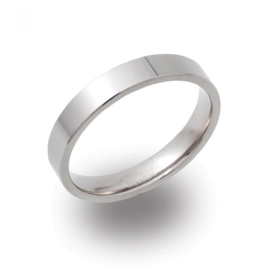 Titanium 4mm Plain Band Ring - Size 54 (UK Size N/O)