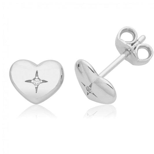 Silver fine Heart Silver & Co Stud Earrings