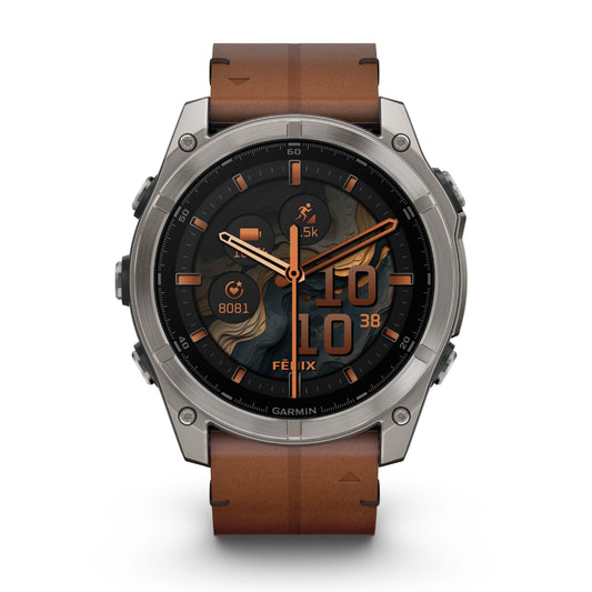 Garmin Fenix 8 51mm AMOLED Sapphire Titanium Chestnut Leather Band