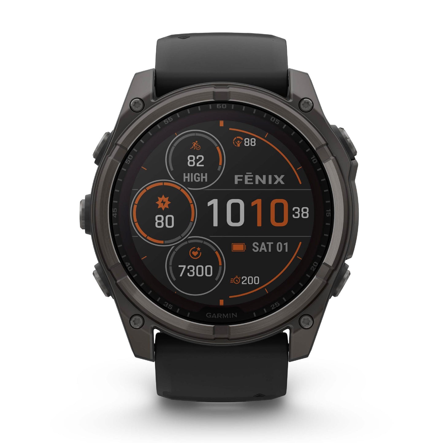 Garmin Fenix 8 47mm Solar Sapphire Carbon Grey DLC Titanium Black Silicone Band