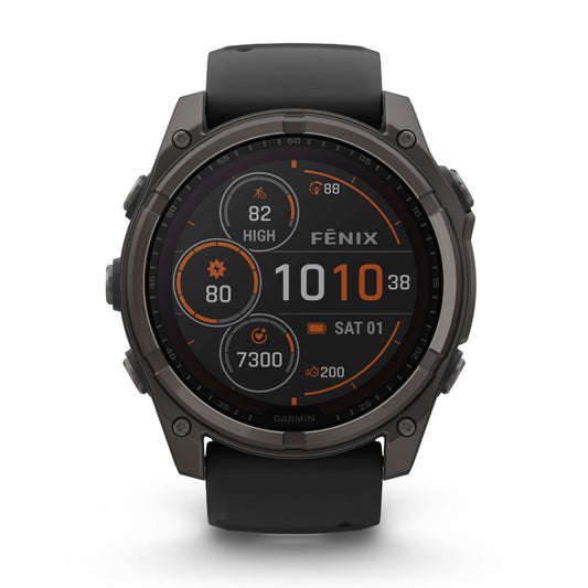 Garmin Fenix 8 47mm Solar Sapphire Carbon Grey DLC Titanium Black Silicone Band