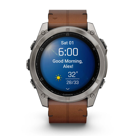 Garmin Fenix 8 51mm AMOLED Sapphire Titanium Chestnut Leather Band