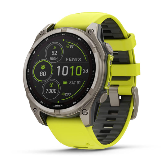 Garmin Fenix 8 47mm Solar Sapphire Titanium Amp Yellow Silicone Band