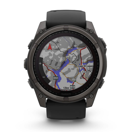 Garmin Fenix 8 47mm Solar Sapphire Carbon Grey DLC Titanium Black Silicone Band