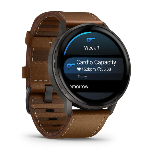 Garmin Venu 4 45mm Slate with Black Silicone Band and Brown Leather Band