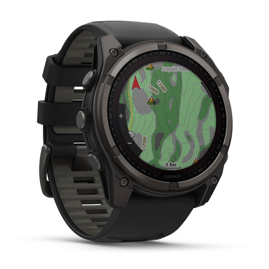 Garmin Fenix 8 47mm Solar Sapphire Carbon Grey DLC Titanium Black Silicone Band