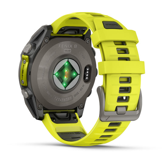Garmin Fenix 8 47mm Solar Sapphire Titanium Amp Yellow Silicone Band