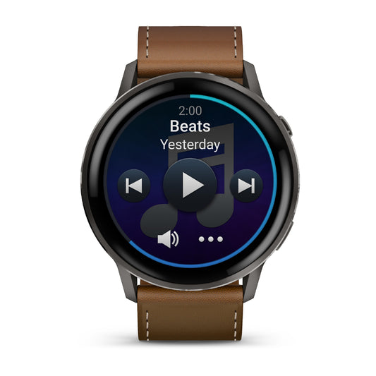 Garmin Venu 4 45mm Slate with Black Silicone Band and Brown Leather Band