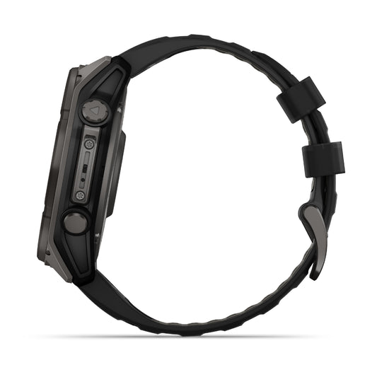 Garmin Fenix 8 47mm Solar Sapphire Carbon Grey DLC Titanium Black Silicone Band