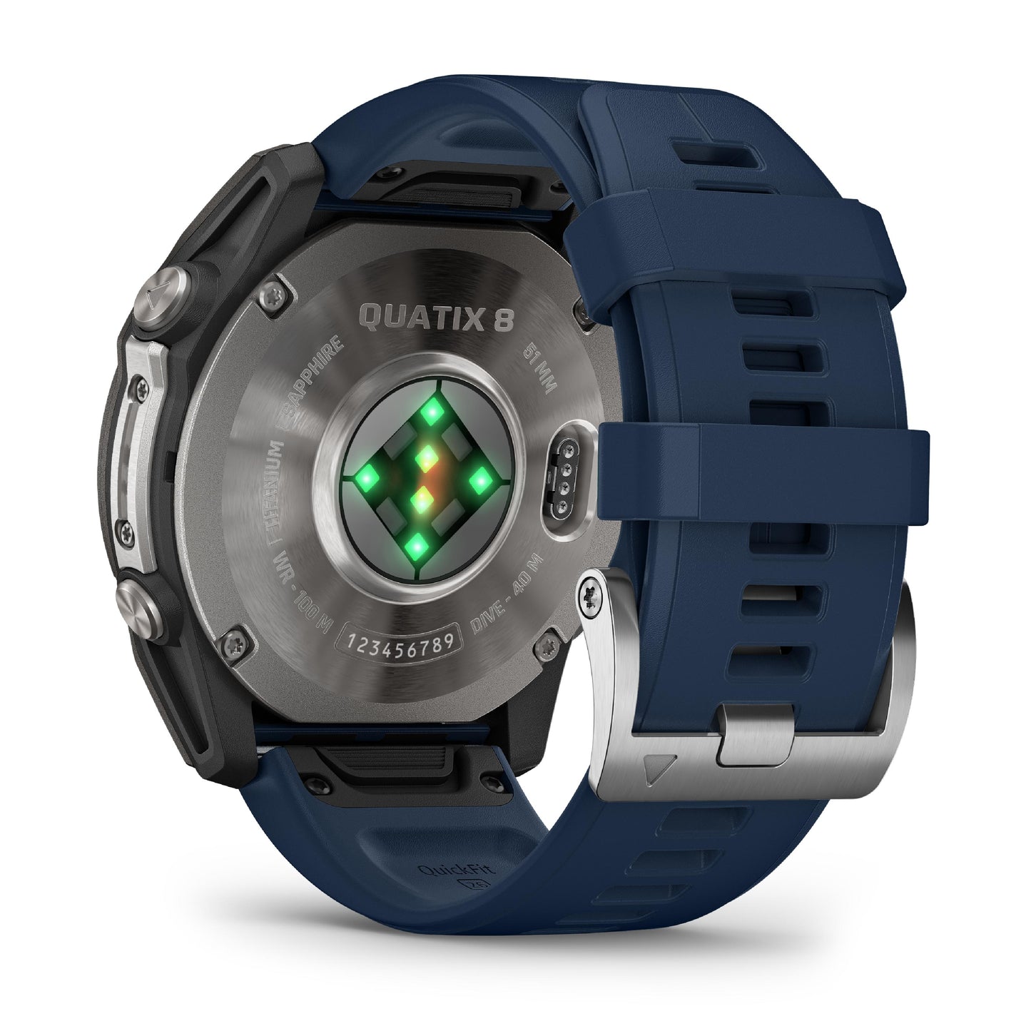 Garmin Quatix 8 51mm AMOLED Sapphire Titanium Blue Silicone Band