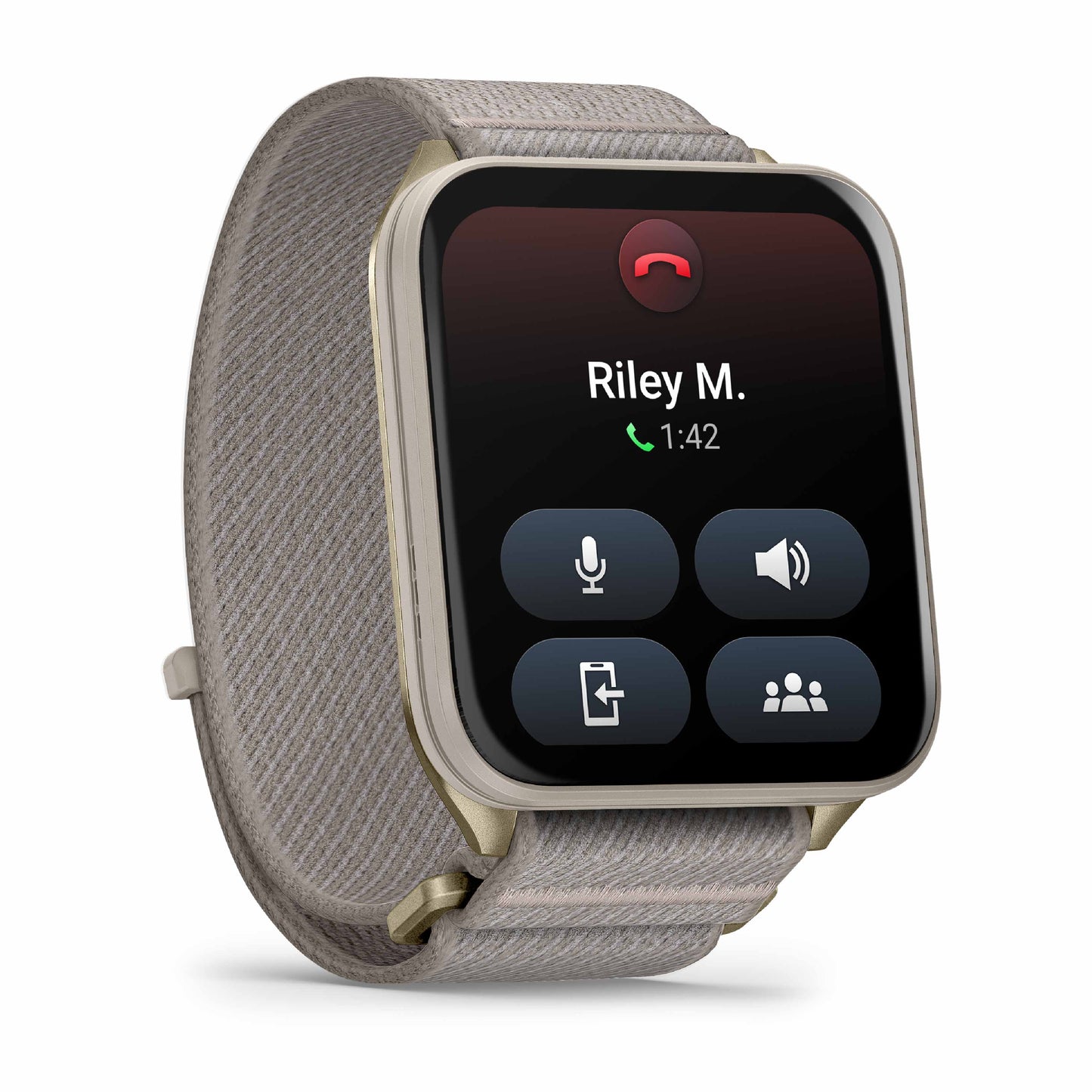 Garmin Venu X1 Soft Gold with Titanium Caseback and French Grey Nylon Band