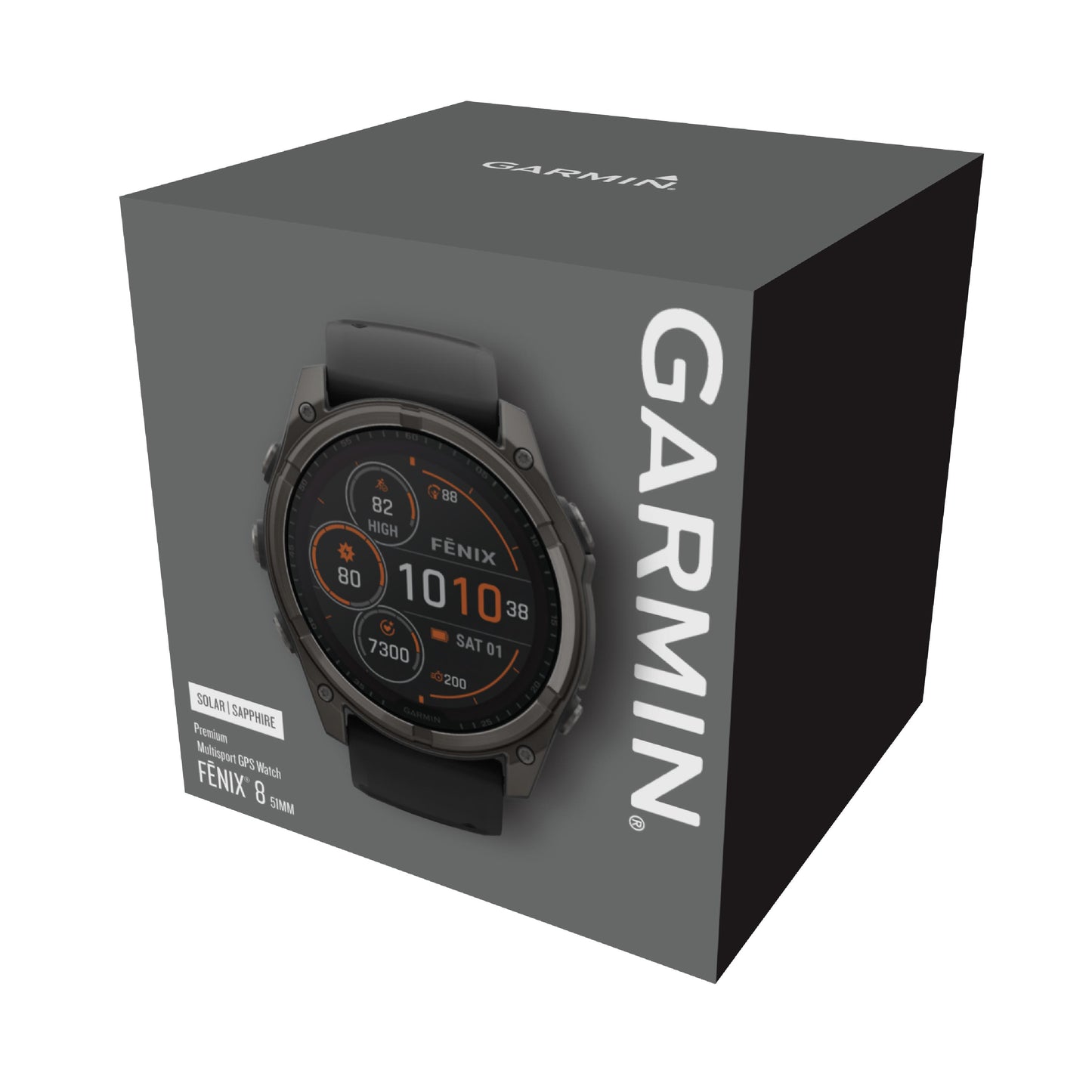 Garmin Fenix 8 47mm Solar Sapphire Carbon Grey DLC Titanium Black Silicone Band