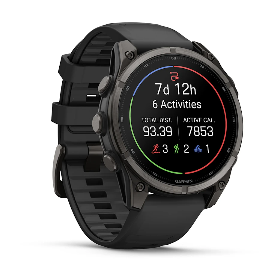 Garmin Fenix 9 47mm AMOLED Carbon Grey DLC Titanium with Black Silicone Band