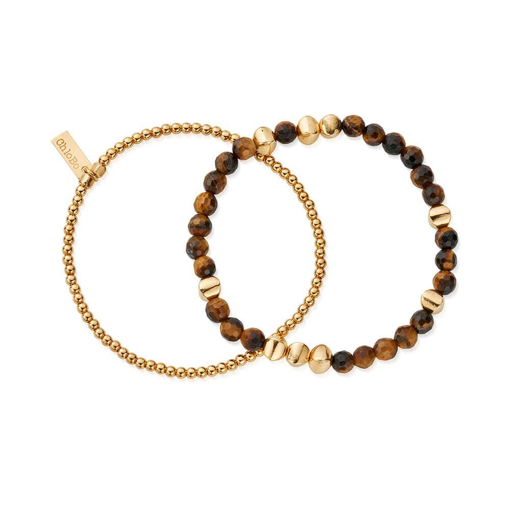 Men's Gold Tiger's Eye Set of 2 Bracelets