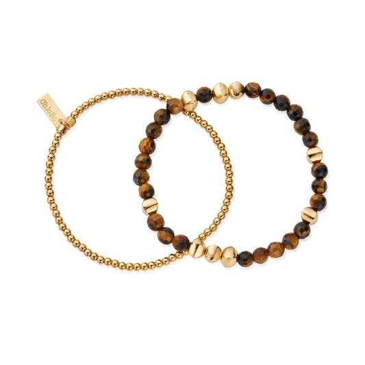 Men's Gold Tiger's Eye Set of 2 Bracelets