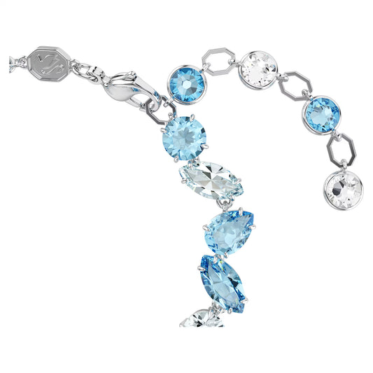 Gema bracelet, Mixed cuts, Blue, Rhodium, Medium