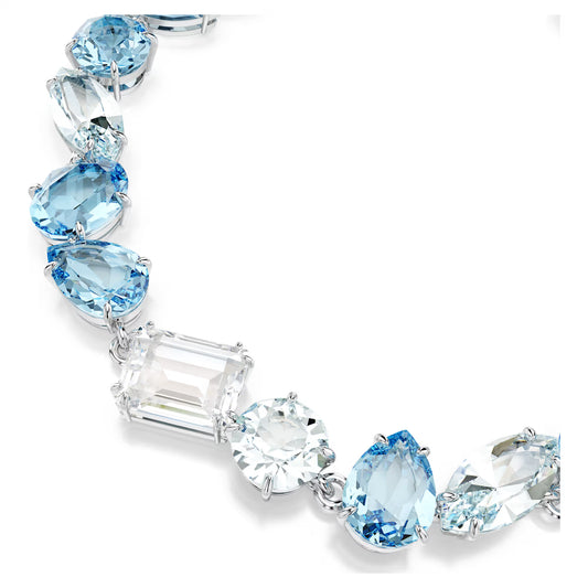 Gema bracelet, Mixed cuts, Blue, Rhodium, Medium