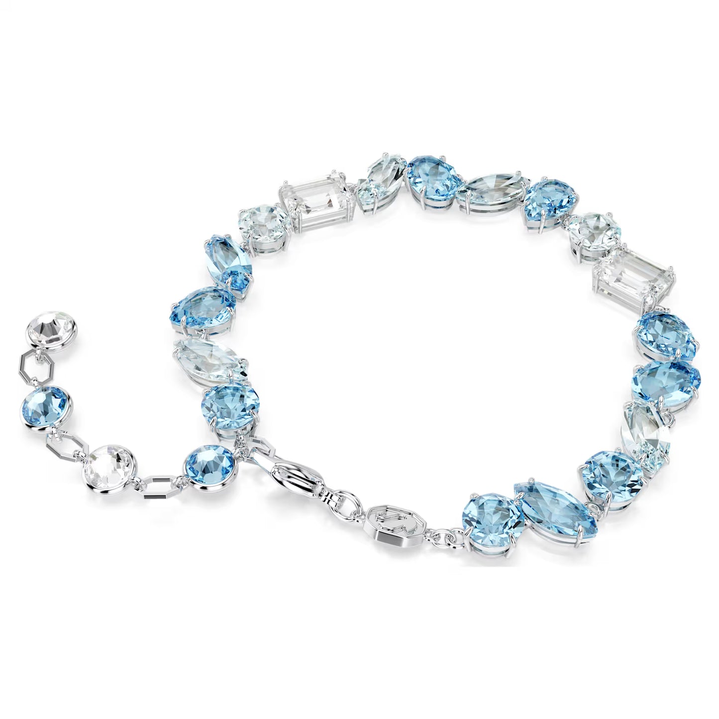 Gema bracelet, Mixed cuts, Blue, Rhodium, Medium