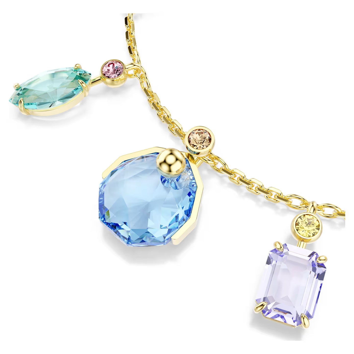 Gema bracelet, Mixed cuts, Dangling crystals, Multicoloured, Gold-tone plated