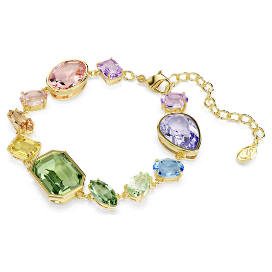 Gema bracelet, Mixed cuts, Multicoloured, Gold-tone plated