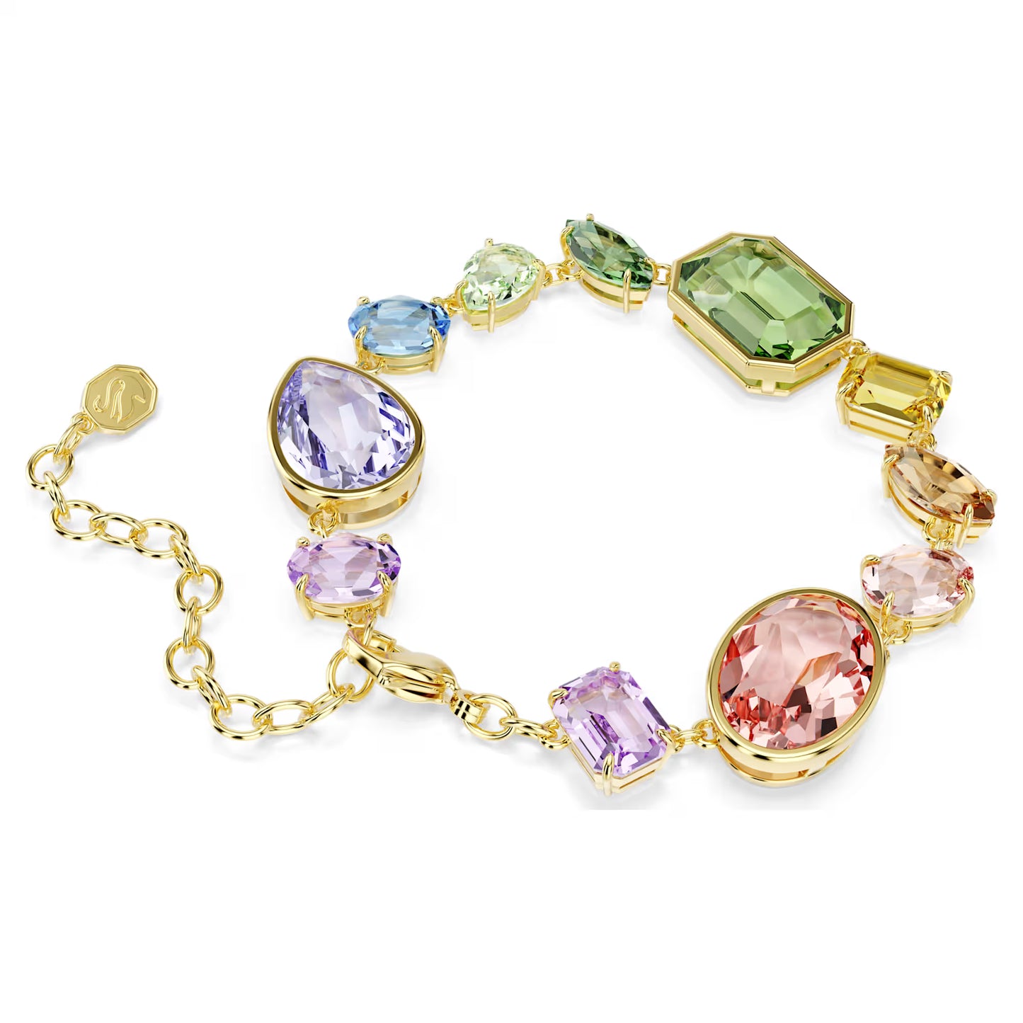 Gema bracelet, Mixed cuts, Multicoloured, Gold-tone plated